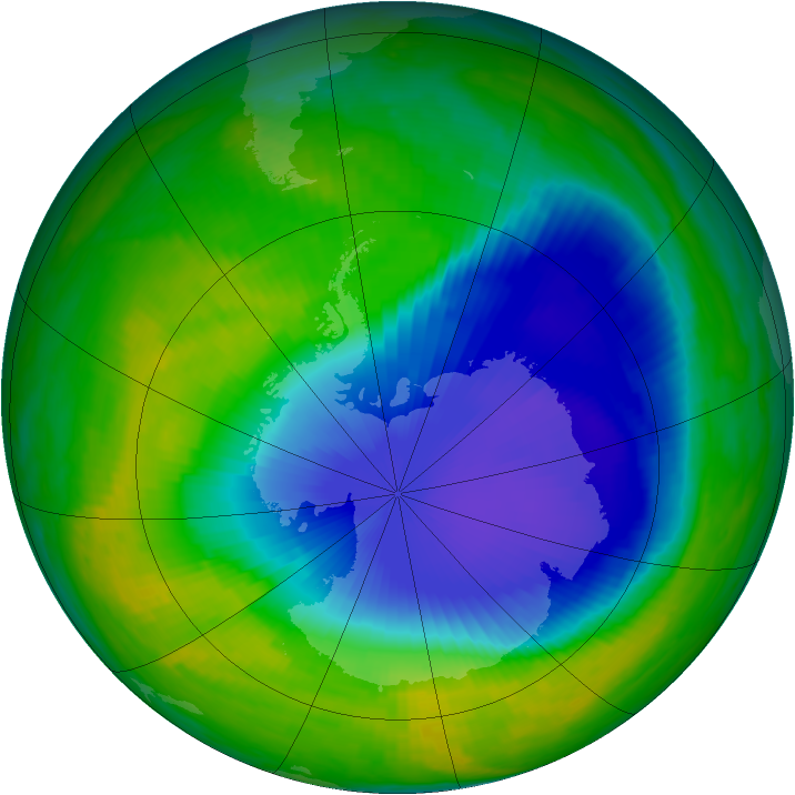 Antarctic ozone map for 13 November 1998
